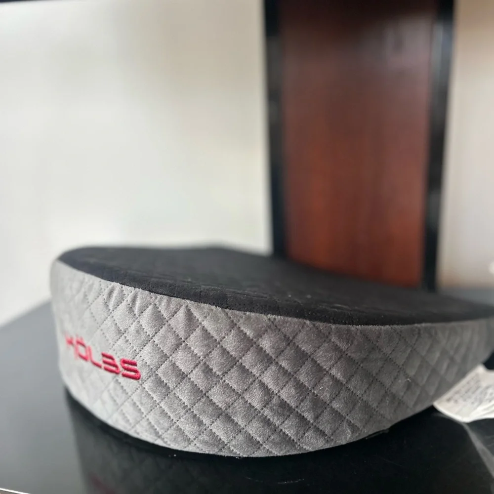 Gray and Black Quilted car Cushion